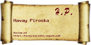 Havay Piroska névjegykártya